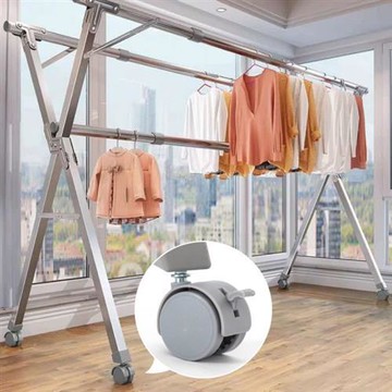 IDEA  旗艦版2.4米不銹鋼X型移動式帶輪曬衣架/晾衣架 曬衣桿