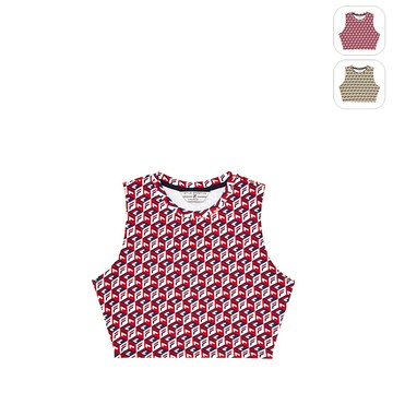 【FILA】女性 運動 滿版老花背心-丈青 5TKX-5425-NV