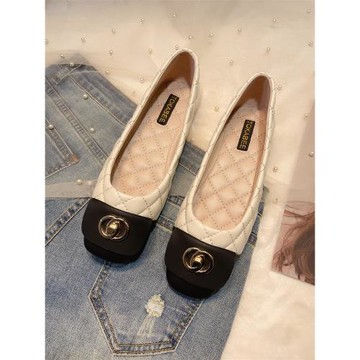 2025年春季新款仙女風軟底淺口單鞋女法式瓢鞋休閑平底孕婦豆豆鞋