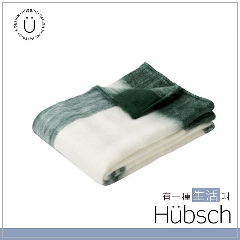 【Hübsch】－370903 漸層綠色大格紋保暖毯 毛毯 保暖被 披肩