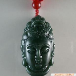 美玉活動特價 2017新疆和田玉青玉佛頭 觀音頭掛件 附送鑒定證書