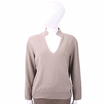 FABIANA FILIPPI 美麗諾羊毛卡其棕襯衫領針織羊毛衫