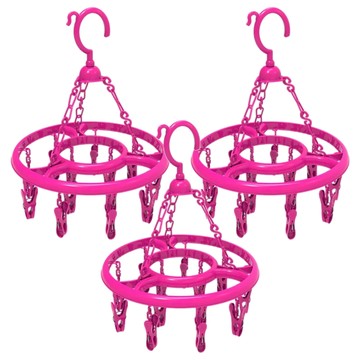 18夾圓形曬架 塑膠鐵線材質  顏色隨機  1組