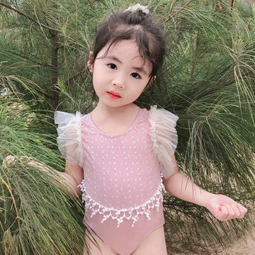 兒童泳衣女女童寶寶連體小公主蕾絲游泳衣1-3歲嬰幼兒可愛比基尼