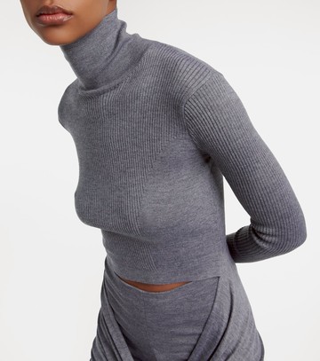 Alaïa Tie-front cashmere and silk turtleneck sweater