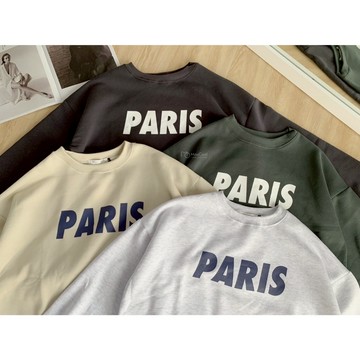 【MasCool】 PARIS 大學T 大學踢 大學T 大學TEE 衛衣 長袖 刷毛大學T 刷毛