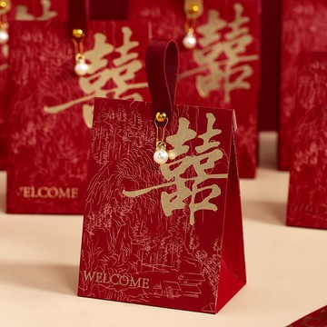🔥臺灣出貨🔥結婚2025新款糖盒 婚禮喜糖 中式盒子 伴手禮盒 高級訂婚手提糖果空盒 喜糖盒子 婚禮伴手禮盒子