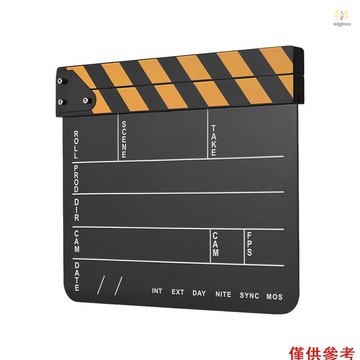 幹擦亞克力導演電影隔板電影電視剪輯動作場景拍板板石板帶黃色/黑色棒,黑色 T1V