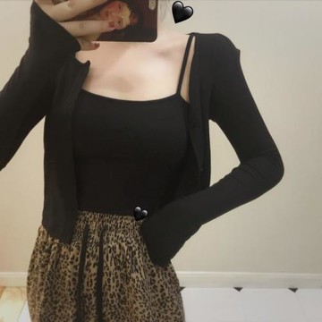 短款罩衫女披肩春秋高級感外搭針織開衫加吊帶背心兩件套上衣外套