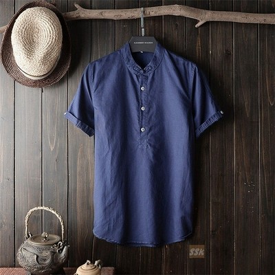 リネンシャツ メンズ プルオーバーシャツ 半袖シャツ トップス 白シャツ 麻シャツ スリムシャツ 夏 涼しい 通販 Lineポイント最大get Lineショッピング