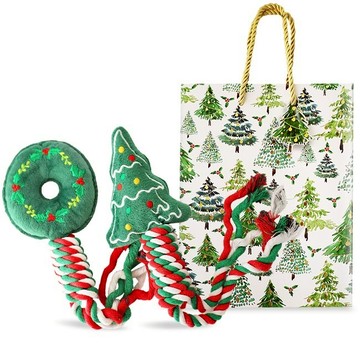 【 O'Pretty 歐沛媞】Petsell毛孩耐咬編織磨牙玩具(聖誕花圈+聖誕樹)附禮袋 毛小孩  儀式感