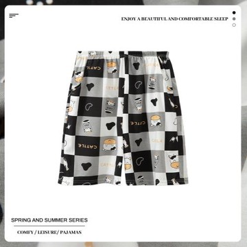 夏季寬松純棉短褲女2022年新款可愛卡通休閑睡褲女薄款家居褲大碼