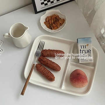 ins高顔值🍽️ | 減脂定量分餐盤 陶瓷餐盤 分格早餐盤 陶瓷盤 分隔餐盤 早餐盤 高顔值餐盤 陶瓷餐具 一人食餐具