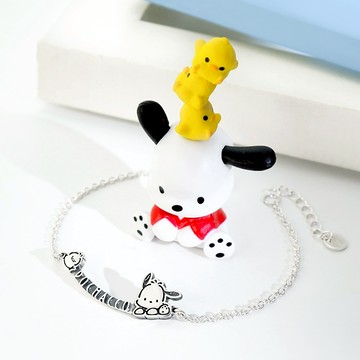 【STORY故事銀飾】Pochacco經典系列-帕恰狗長牌label純銀手鍊