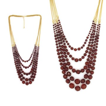 摩達客-紅寶石多層垂墜項鍊