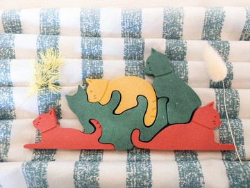 玩耍貓咪 原木益智拼圖 - 【寶寶系列】