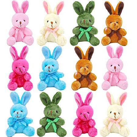 Elcoho 12 Pack Easter Plush Bunny Toys Bunny Stuffed Animals Easter Eggs  Filler Plush Bunny Rabbit Easter Party Favors