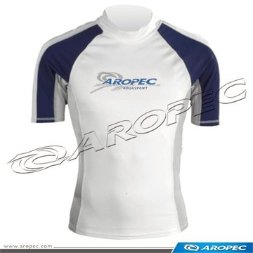 【【蘋果戶外】】零碼出清 AROPEC SS-3K36M(白/深藍) 百分百台灣製 品質保證 專業四針剪裁 抗UV男款短袖萊克衣