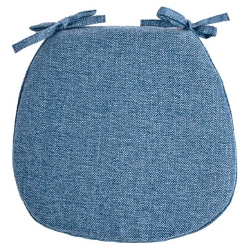 HOLA 和樂家居 素色人字紋緹花滾邊餐椅墊 280g  39 x 38 x 3.5cm  藍染藍