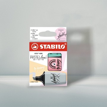 【stabilo】波士馬卡龍色迷你螢光筆 暮光版-3色吊掛紙盒