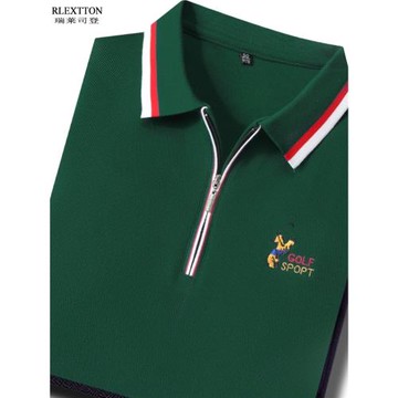 秋季長袖T恤男半拉鏈POLO衫翻領上衣純棉T大牌高爾夫球服高檔男裝