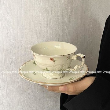 法式復古浪漫下午茶杯碟咖啡杯套裝小清新花朵陶瓷杯套裝 vintage