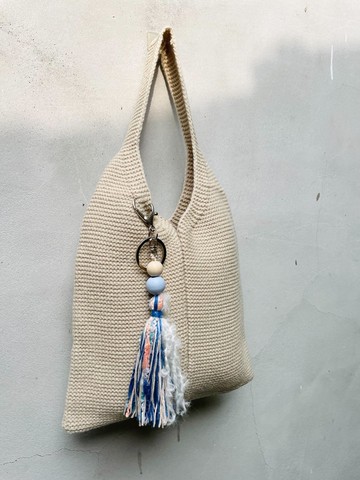 【DIY材料包】手作木珠毛感流蘇吊飾 | 附材料+紙本說明書