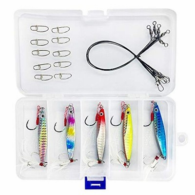 ルアーセット メタルジグセット 飛距離 でかっとびます 5本ワイヤーリーダーと１０本クイックスナップ付き 海釣り 遠投 ショア シーバス 青物 タチウ 通販 Lineポイント最大get Lineショッピング