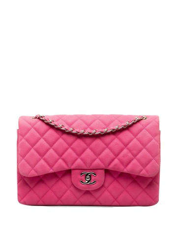 CHANEL Pre-Owned - 2013-2014 Jumbo Classic Caviar Double Flap shoulder bag - women - Caviar Leather - One Size - Pink