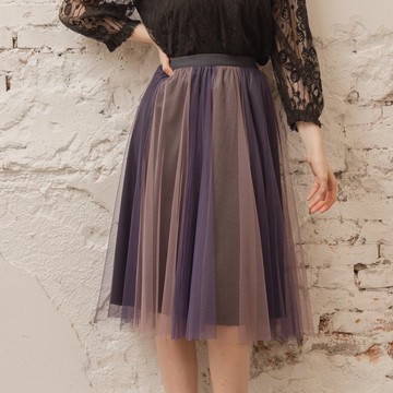 撞色內光澤菲莉絲短紗裙   紫
