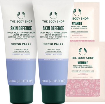【THE BODY SHOP】防禦輕透隔離組  (全效防禦輕透隔離乳-60ml*2  贈 維他命E日霜-1ml*2)
