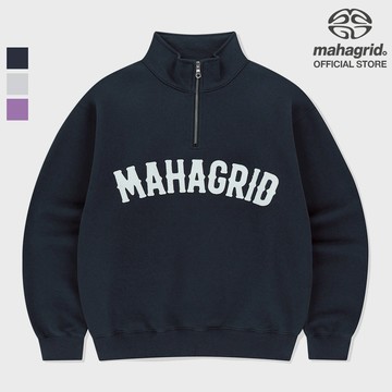 [MAHAGRID] 拱形標誌貼花半拉鍊衛衣_unisex_korean style