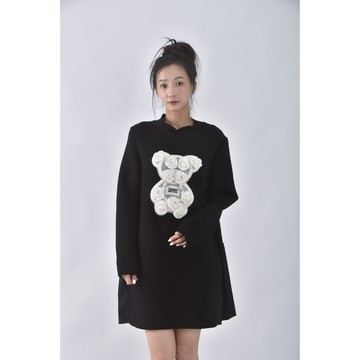 (L) h h小熊黑色洋裝二手衣
