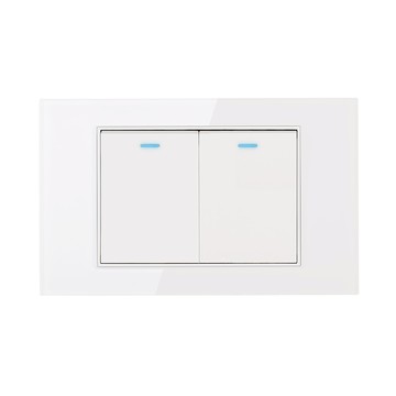 【易智快充】雙開LED冷光開關面板 玻璃白