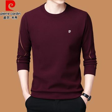 皮爾卡丹2025春秋新款雙面德絨衛衣男喜爸爸婚宴裝長袖t恤打底衫