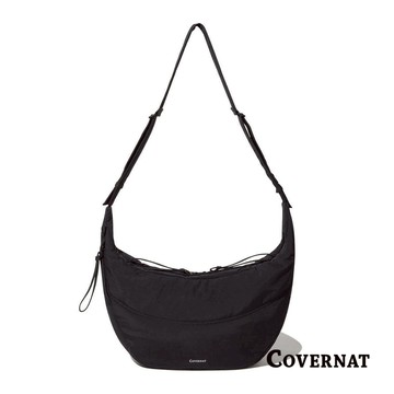 [COVERNAT]25SS 男女同款輕便質地經典LOGO時尚百搭耐用流浪包斜挎包（黑色）