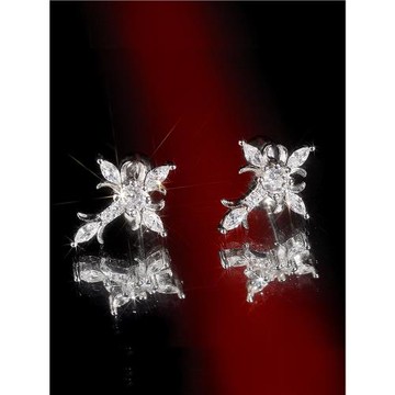 ICEGANGS925通體純銀冰晶十字架耳釘鳶尾花十字架防過敏高級感男