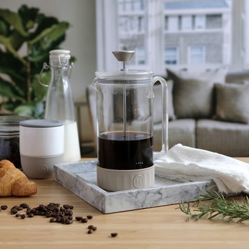 【生活哲學】960ml法式濾壓壺 | 透明濾壓壺 - 尤加利矽膠套