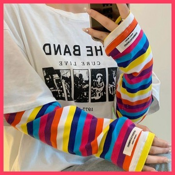『ATC』  防曬袖套女防紫外線鬆緊夏季紋寬鬆冰袖護臂潮開車