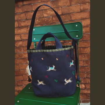 Goat tote bag-NAVY 包包