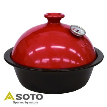【日本 SOTO】陶瓷煙燻烤爐『紅』K111056 戶外.露營.廚具.炊具.料理工具.焚火台.營火台.烤肉架.中秋節.烤肉.BBQ烤爐