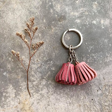 皮革小流蘇2.5公分 乾燥玫瑰/櫻花粉客製化禮物