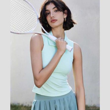 專業網球服 涼感運動速干無袖poloT恤帶胸墊修身顯瘦裸感運動上衣