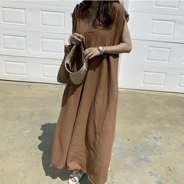 現貨+預購 女洋裝短袖連身裙大尺碼長裙連衣裙A字裙休閒大碼女裝-簡約寬鬆女裙子3色74kf87【獨家進口】【米蘭精品】