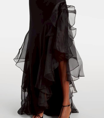 SIR Sage Flounce ruffled sheer silk maxi dress