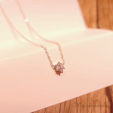 送禮物 現貨商品【焦糖小姐Ms caramelo】  925純銀 經典六爪鋯石項鍊 (K白款)