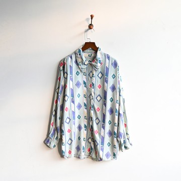 【蛋植物古著】神秘小島棉質印花古著襯衫