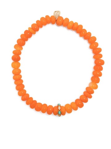 Sydney Evan - 14kt yellow gold opal beaded bracelet - women - Brass - One Size - Orange