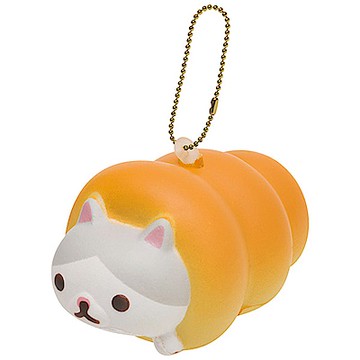 捲心奶油貓土司麵包系列ＱＱ公仔吊飾。土司貓 San-X