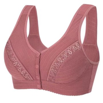 新款中老年媽媽無鋼圈收副乳聚攏內衣文胸前扣大媽純棉背心胸罩女